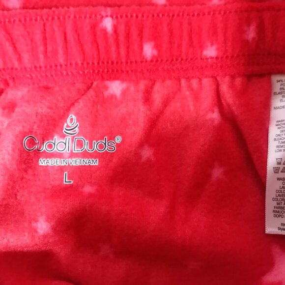Cuddl Duds Red Star Loungewear Sleepwear Pajamas Set Top and Bottoms - Picture 8 of 13